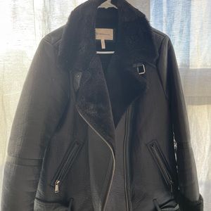 Faux Shearling Moto Coat